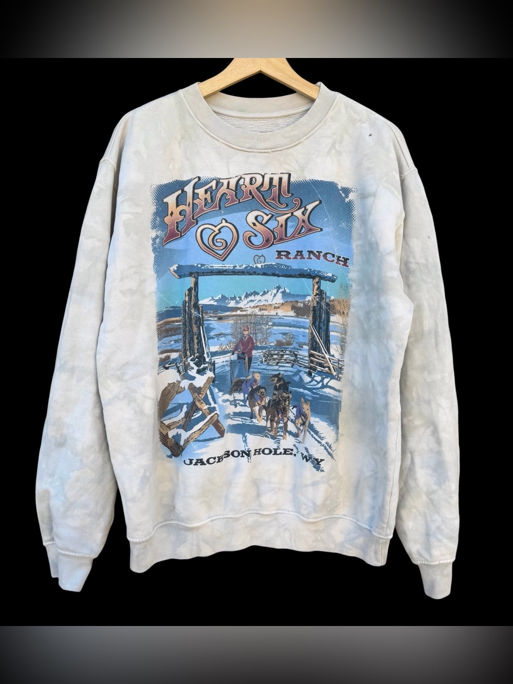 Vintage Big Vista Heart Six Ranch Jackson Hole Sweatshirt Medium USA Tie Dye